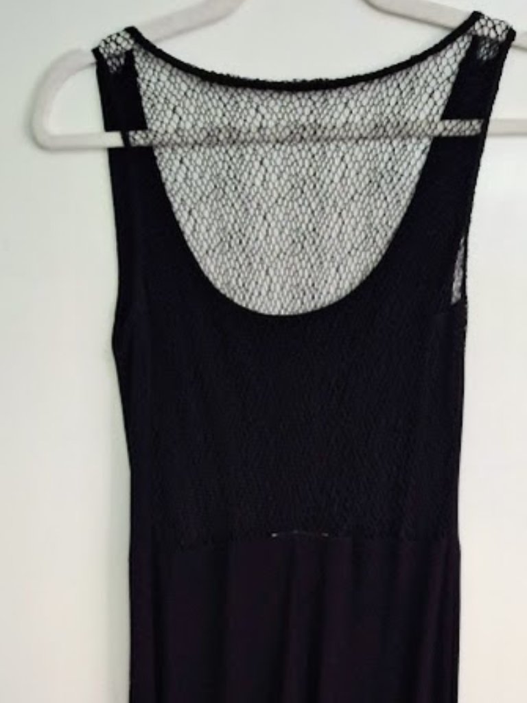Bruno Duluc Vintage Black Maxi Dress With Mesh Back Size Medium
